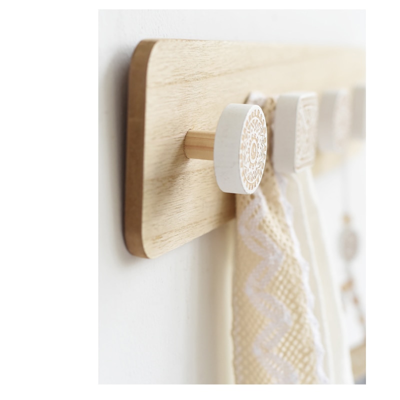 Nordisk veggkrok treklær lue nøkkelholder kroker heklet geometrisk arrangør kleshengere dekor hjem hotell hybel dekorasjon