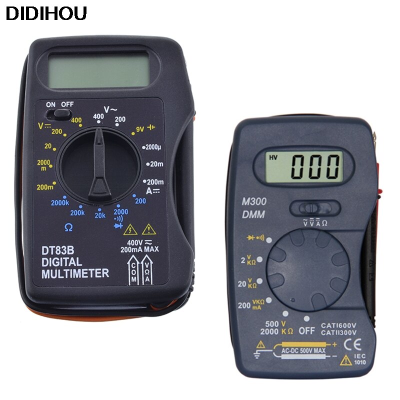DT83B Pocket Digital Multimeter Ammeter Voltmeter DC/AC Ohm Voltage Tester Probe Electrical Instruments