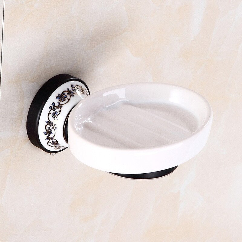 DyuIhr-jabonera de cerámica para baño, jabonera montada en la pared, rejilla para jabón, accesorios para baño, color bronce, azul y blanco: Default Title
