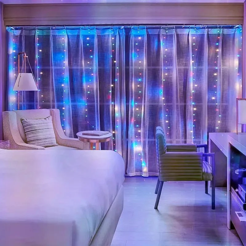 Lumières dégradées de rideau LED, 8 modes d'éclairage, décoration extérieure et intérieure pour Noël, fête de mariage, jardin, salon, chambre à coucher, 6m, 3m