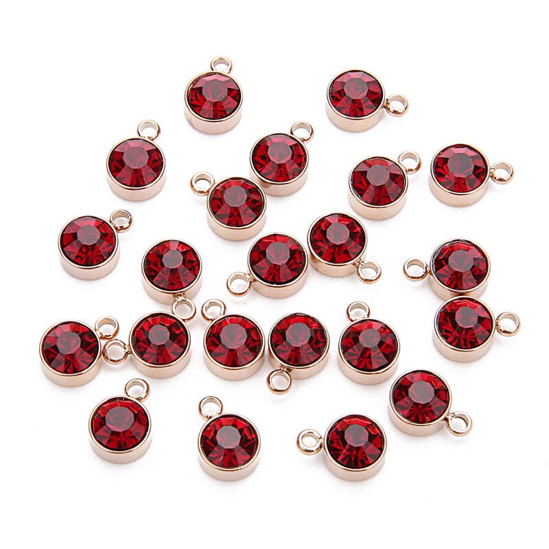 5pcs 12 Colors Stainless Steel Colorful Crystal Charms Cz Rhinestone Birthdaystone Charm &Pendant For Birthday Jewelry Making: wine red