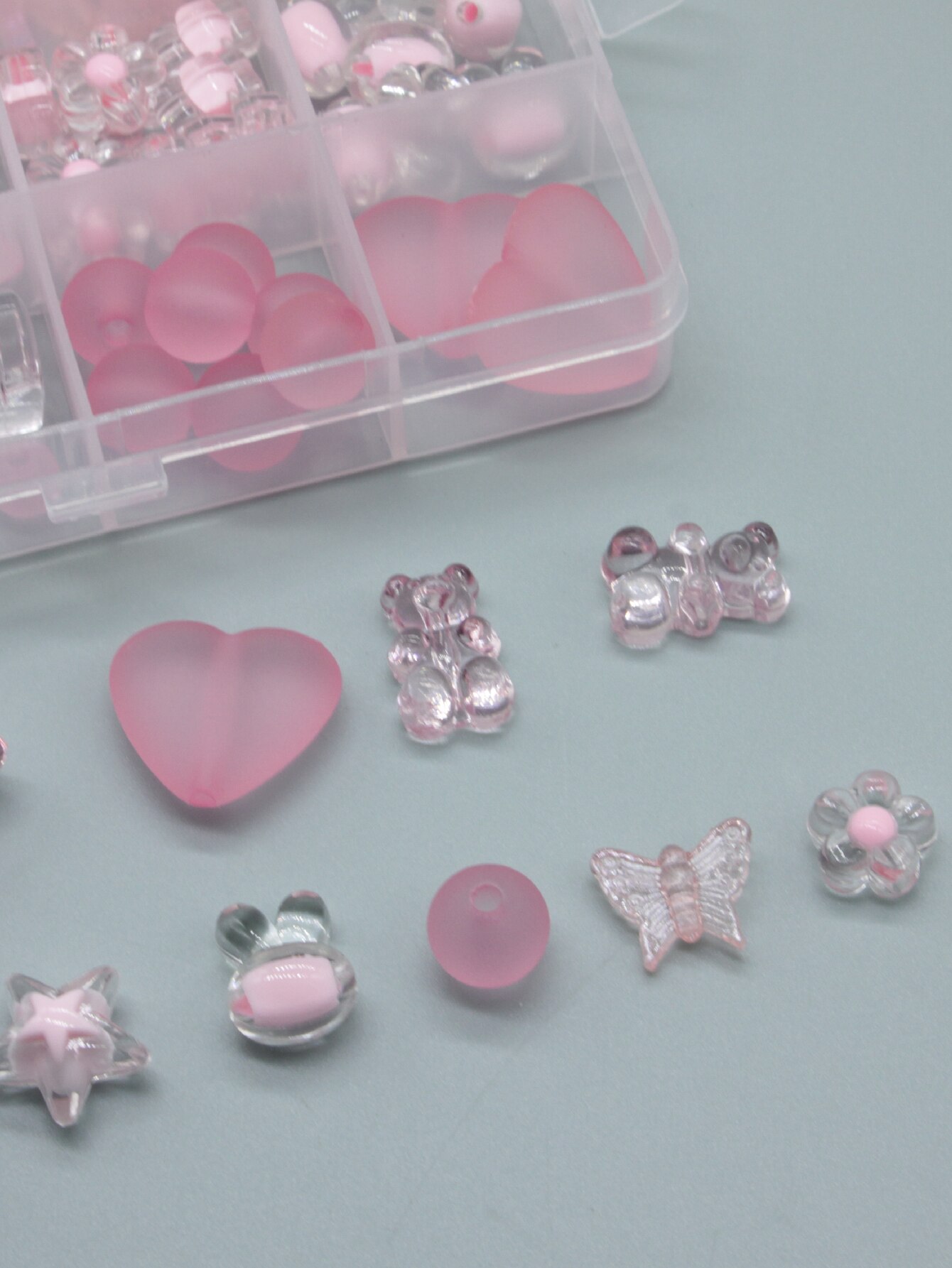 1 Set Rosa Kunststoff Perlen für Schmuck Machen Diy Liefert Kits Kleine Handwerk Perlen Kit für Diy Handwerk Kleines Mädchen spielzeug