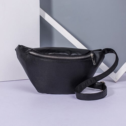 REPRCLA Taille Pack PU Leder fanny Pack für Frauen Gürtel Taille Tasche Schulter Tasche lässig Weibliche Brust tasche: Schwarz