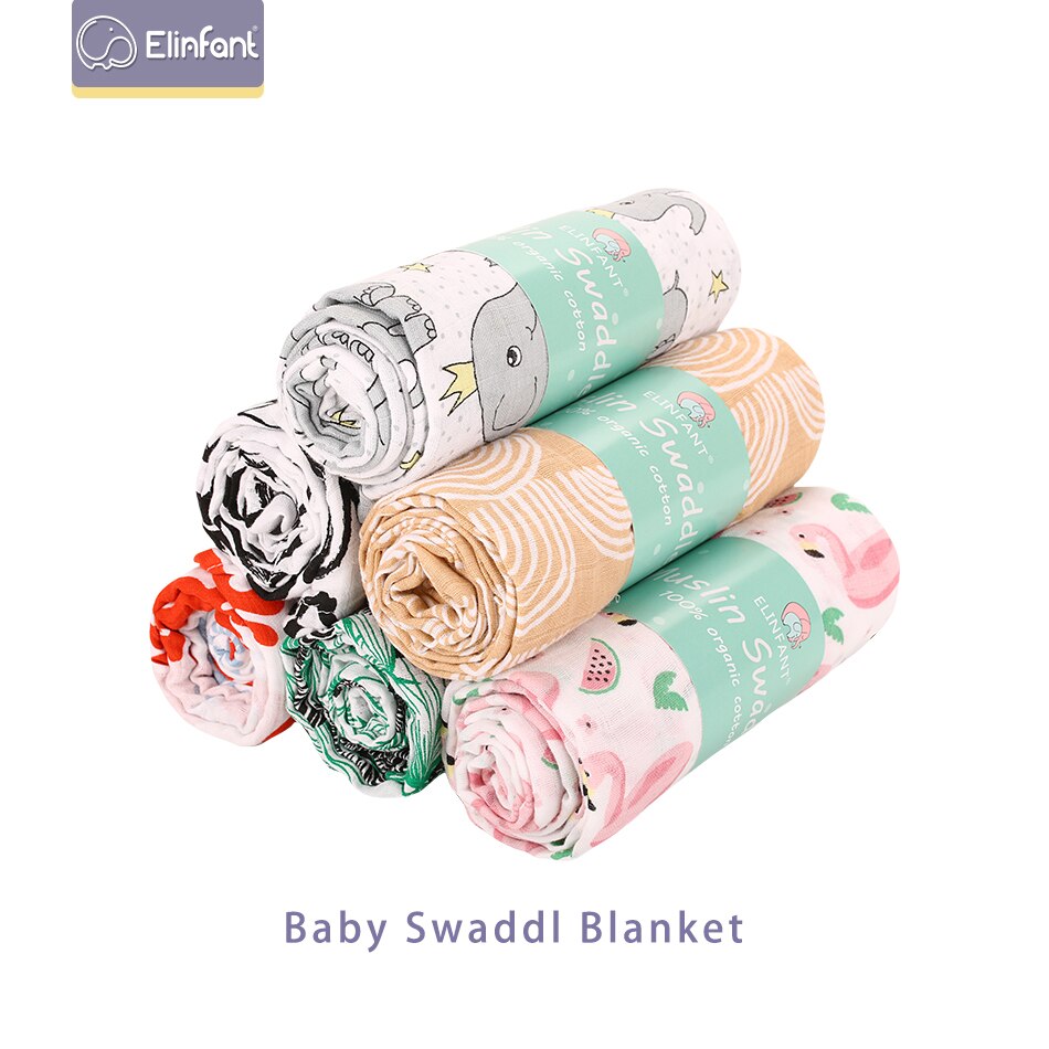 Elinfantil 100% musselina algodão swaddle bebê andando cobertor cobertura toalha de banho cobertor de ar condicionado cobertor 120 × 120cm