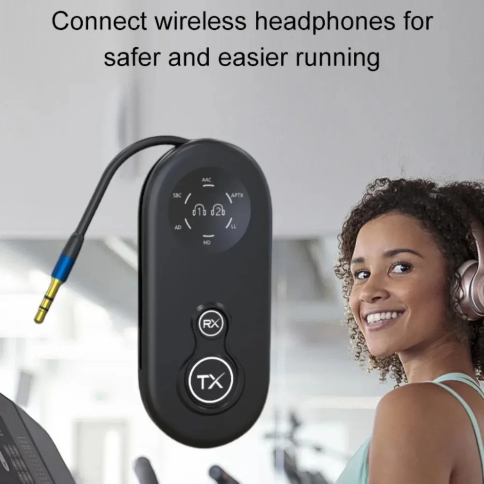 Bluetooth 5.4 Receiver Transmitter 3.5mm AUX Jack Low Latency Wireless Audio Adapter For TV Airplane Car Speaker PC Headphones