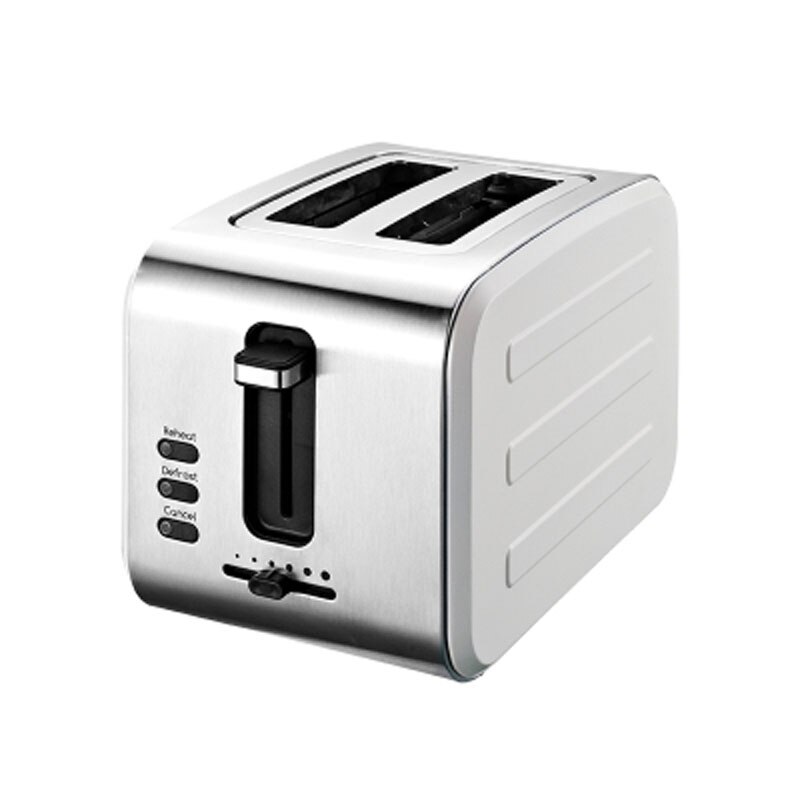 Electric 6 Gear Automatic Toaster stainless steel Widened bake groove 2 slices toast bake breakfast maker Defrost heating cancel: white