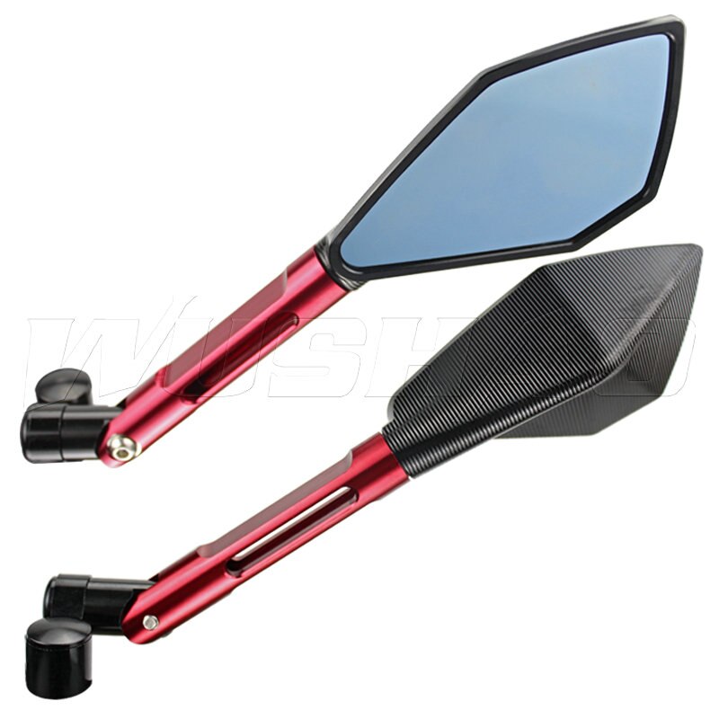 CNC Rearview Rear Side Mirrors For Kawasaki Z900 Z650 Z400 Z300 Z250 Z125 Z 900 650 400 300 250: Long Red Black