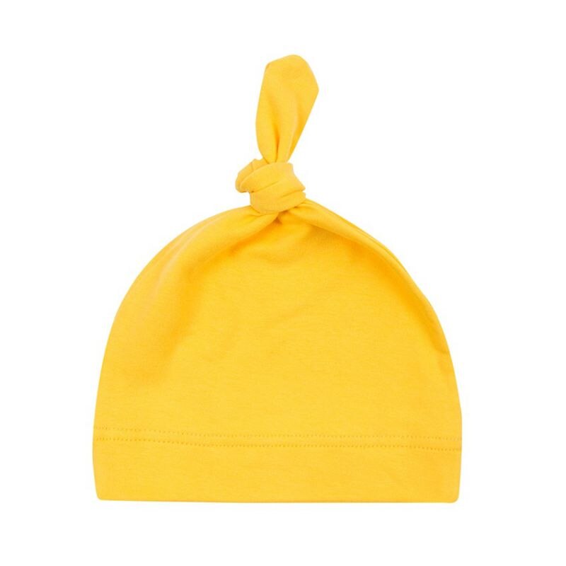 16 Colors Baby Newborn Boys Girls Beanies Caps Cute Toddler Beanie Infant Cotton Knot Sleep Hats Photography Props: Yellow