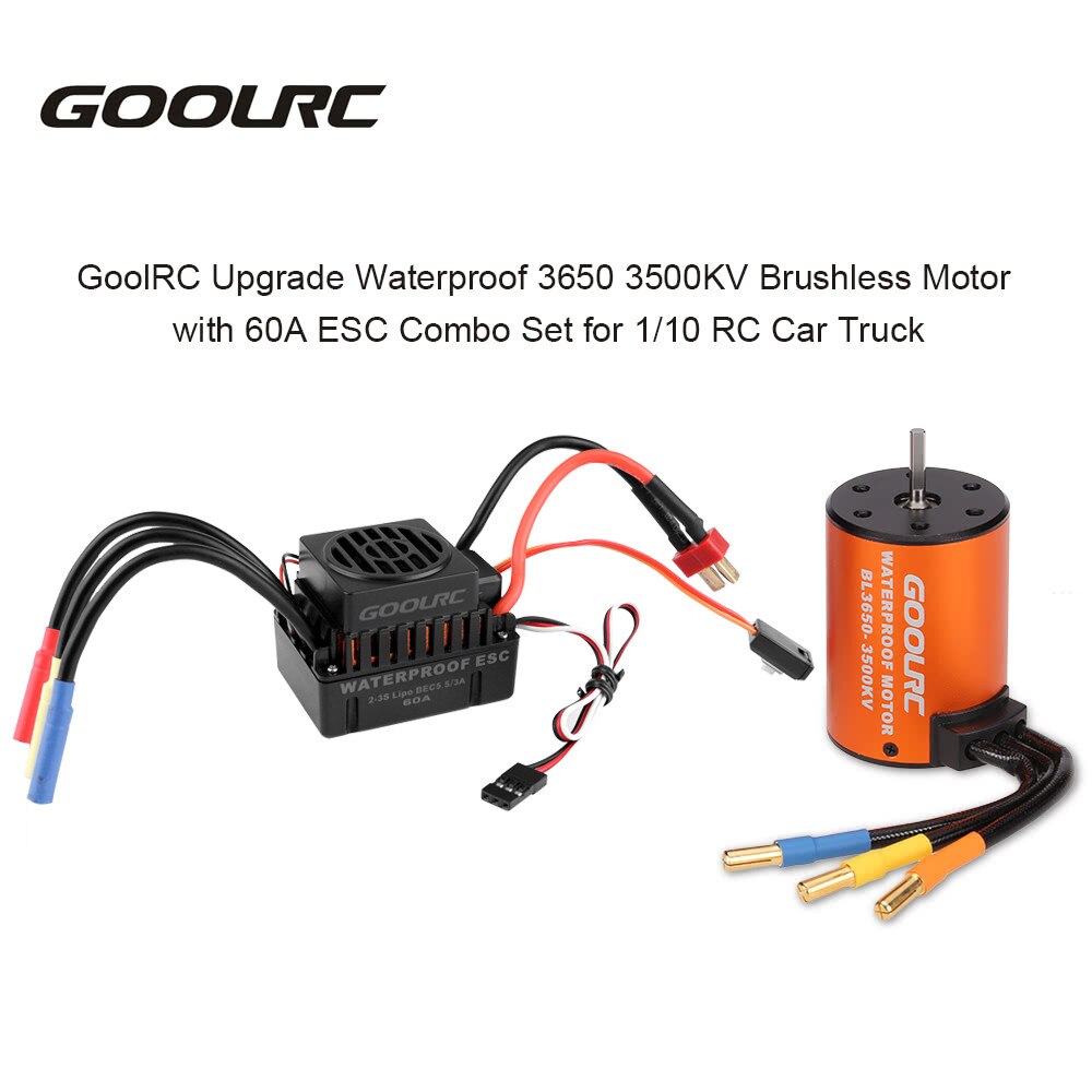 GoolRC Moteur RC Car 1:10 Parts 3650 3660 F540 3500KV 3100KV 3300KV 3800KV 3900KV 4300KV 4370KV Brushless Motor 45A 60A ESC: 3500KV Motor 60A ESC