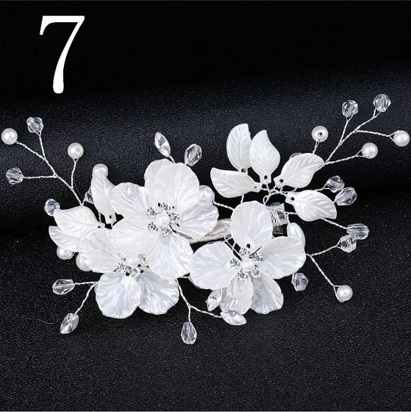 Women Bridal Ivory Red Flower Hair Comb Crystal Tiara Pearls Gorgeous Hair jewellry Wedding Party Decoration Accessories