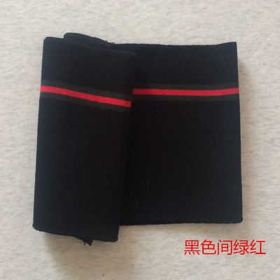 Puños a rayas de algodón, 15x95CM, 670gsm, tejido de punto elástico a rayas para escote, chaqueta de invierno, accesorios de ropa: BlackGreenRed