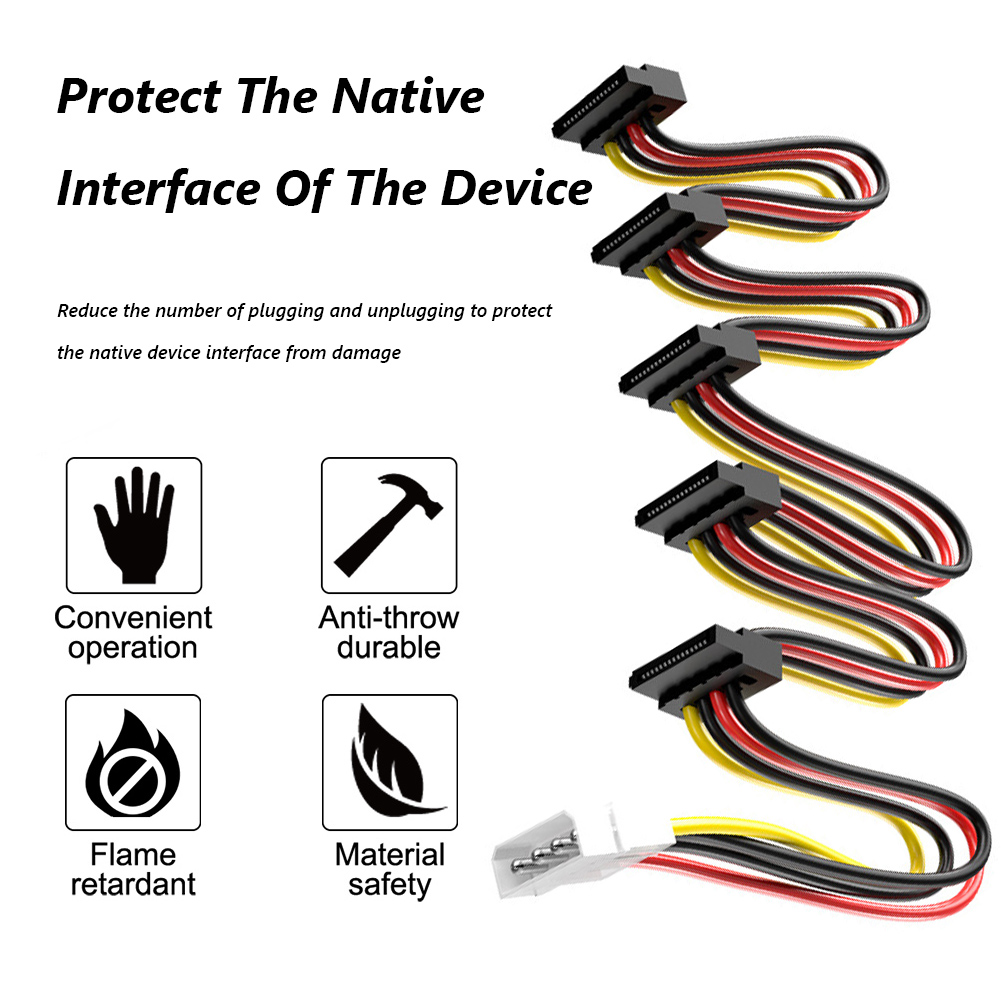 SATA 3.5/2,5 zoll 1 zu 5 SATA Festplatte Netzteil Splitter Kabel 4 Stift zu 15 Stift SATA Energie Adapter für BTC Bergbau Anlage