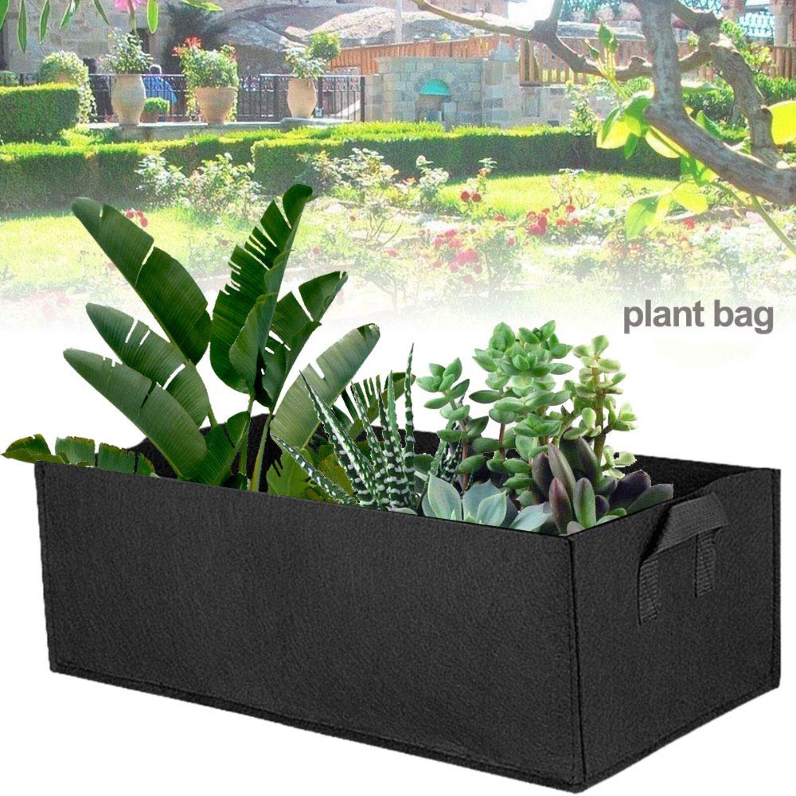 Zwarte Stof Plant Grow Bag Tuin Vierkante Tuingereedschap Bloem Groente Planten Planter Pot Handvatten Voor Hydrocultuur: B