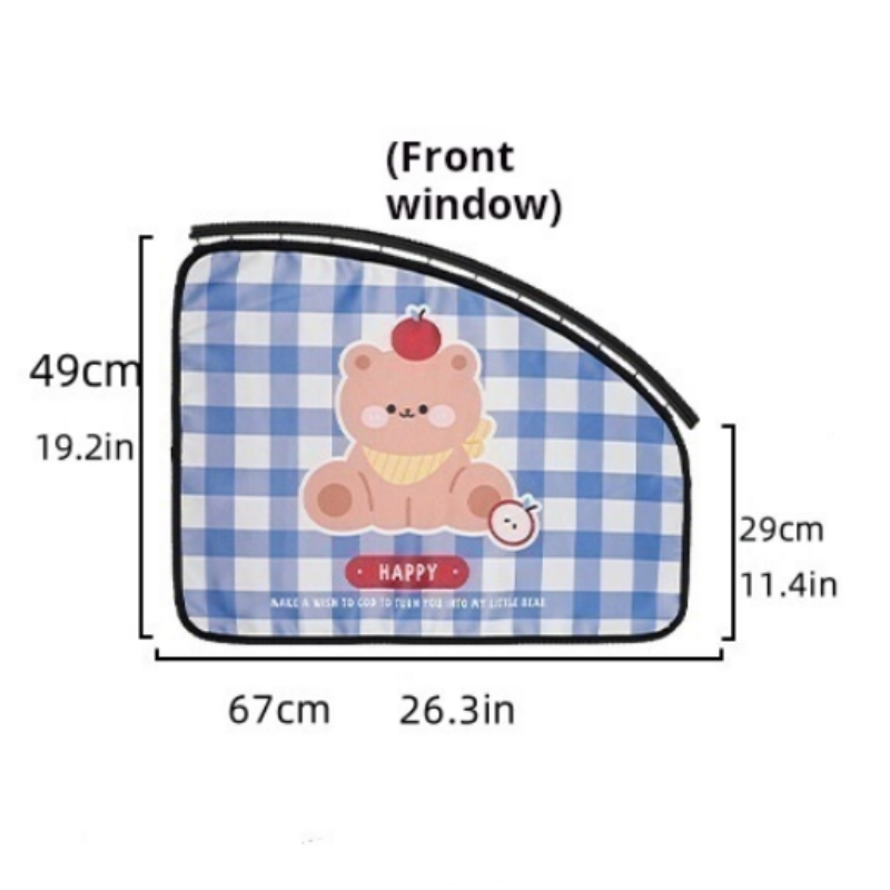 Car sunshade Summer cute cartoon sunscreen heat insulation car curtain track car sunshade: Gold