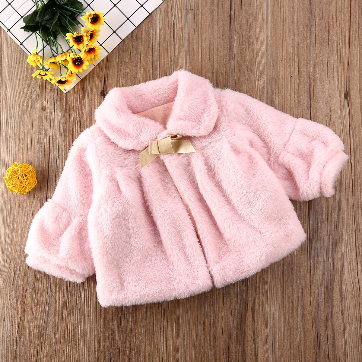 Pudcoco Winter Toddler Baby Girl Clothes Solid Color Long Sleeve Warm Coat Outerwear Cotton Clothes