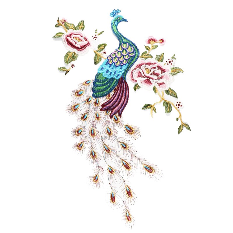 Broderi tyg påfågel spets sömnad applikation spets krage halsring krage applikation gör det själv kläder tillbehör scrapbooking: Flerfärgad