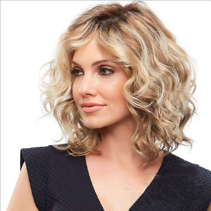Short Mix Blonde Curly Women's Synthetic Hair Cosplay Wigs