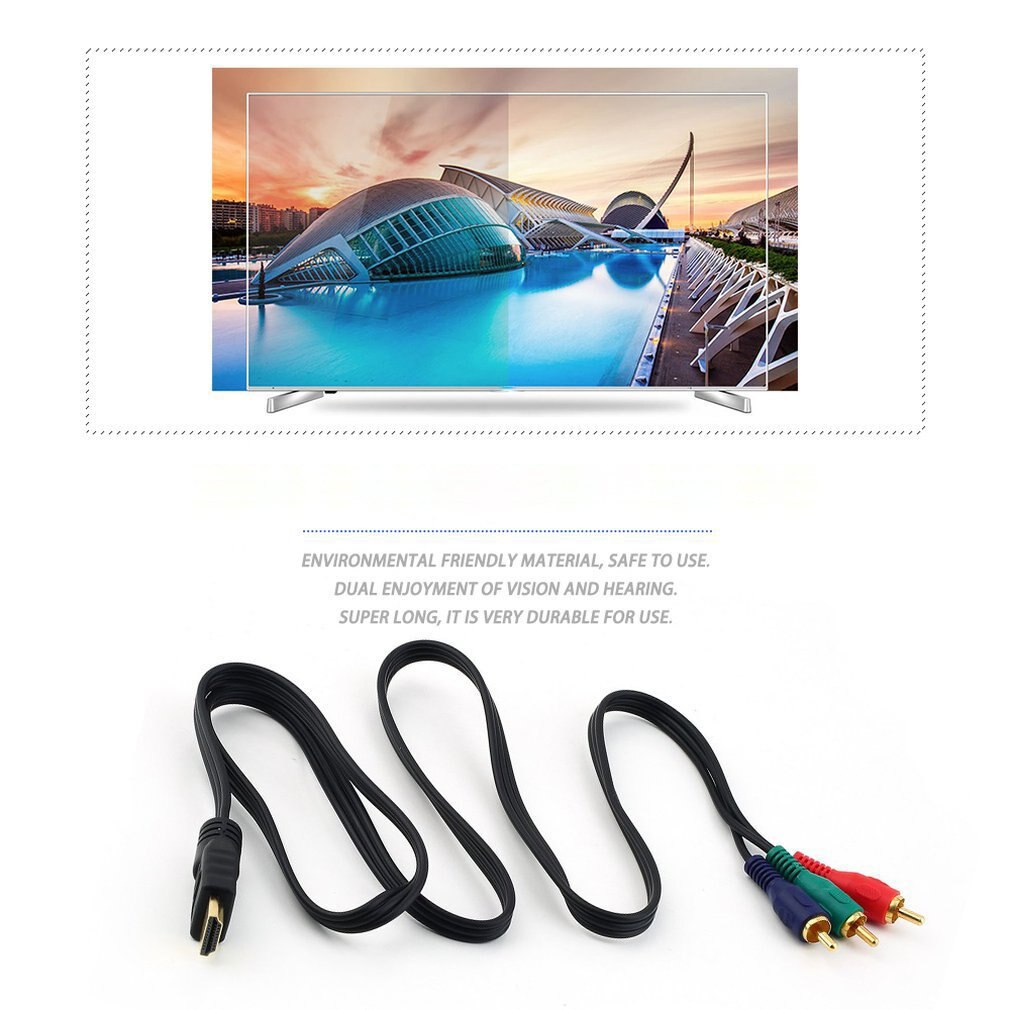 Mini Hdmi-Compatibel 3RCA Video Component Aansluitkabel Converteren Hub Cord Line Gold Connector Rca Polybag