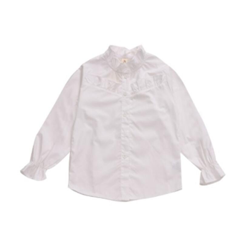 4-13 år forår efterår toddler teen piger hvid bluse barn bomuld langærmet skjorte bluser skolepige toppe børne skjorter  jw5175