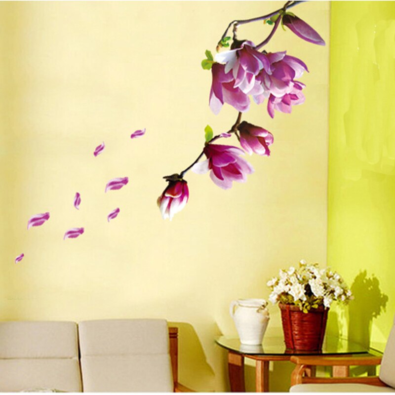 Romantische Magnolie blume Zauberstab Aufkleber wohnzimmer schlafzimmer hintergrund Deko Kunst Aufkleber Dekoration Abnehmbare aufkleber
