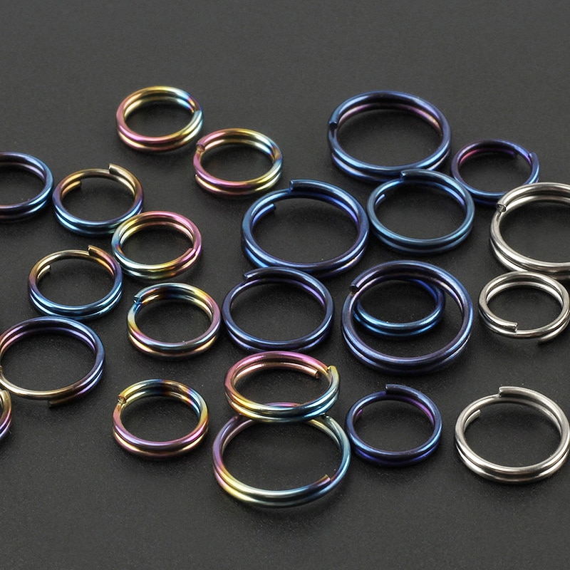 10 pièces/lot titane 10mm/12mm/14mm porte-clés EDC outil extérieur multicolore titane porte-clés
