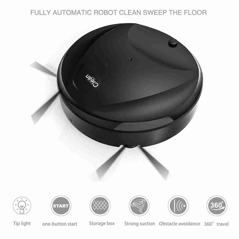 Multifunctional Smart Floor Cleaner,3-In-1 Auto Rechargeable Smart ing Robot Dry Wet ing Vacuum Cleaner Black