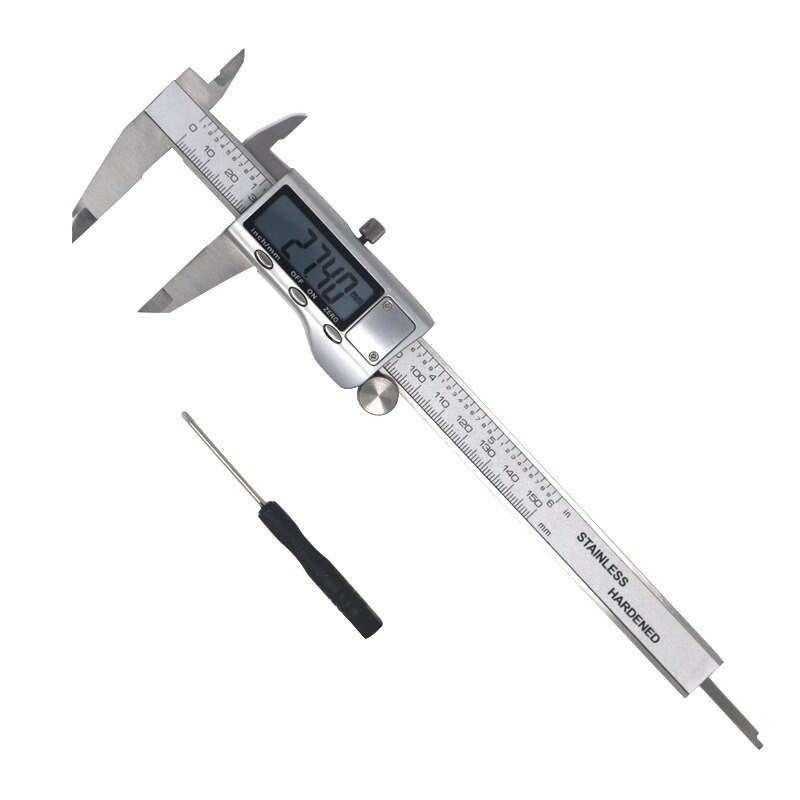 Digital Vernier Caliper 6 Inch 150mm Stainless Steel Electronic Caliper Micrometer Depth Measuring Tools: Silver without box