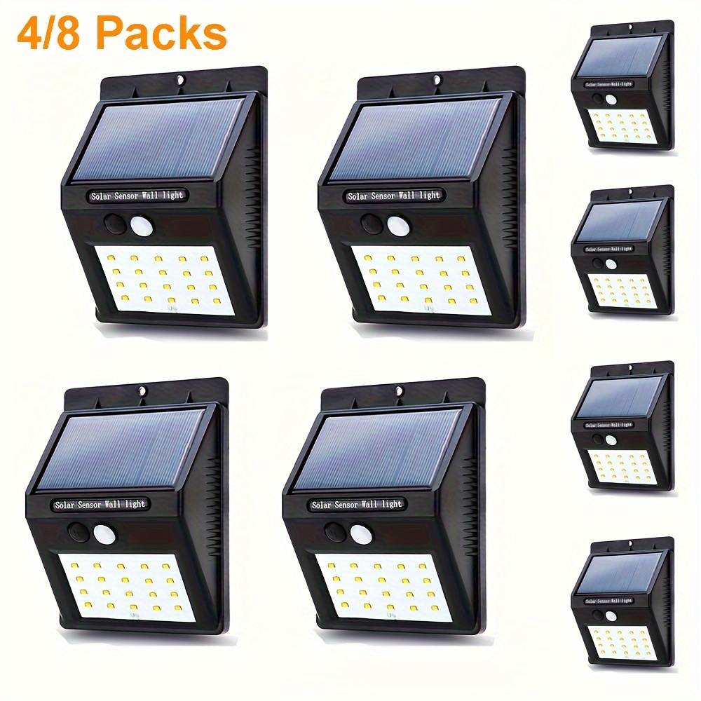 8 szt. Lamp Solarnych Zewnętrznych Bezprzewodowa Lampa Solarna z Czujnikiem Ruchu Wodoodporna na Zewnątrz do Drzwi Wejściowych, Podwórka, Garażu: Default Title
