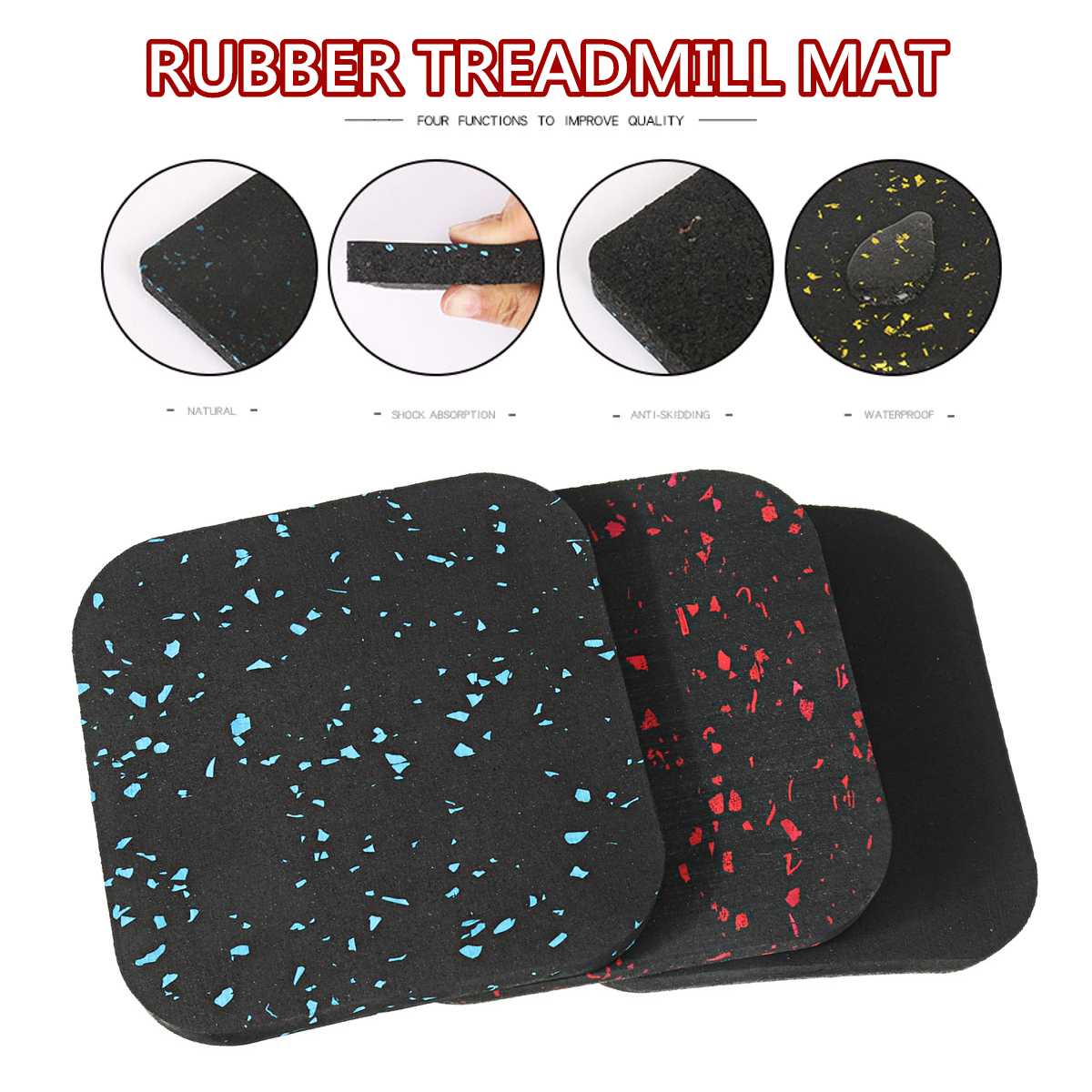 Rubber Treadmill Mat Floor Protector Shockproof Cushion Exercise Fit Gym Running Workout Fitness Equipment Accessories 10x10cm