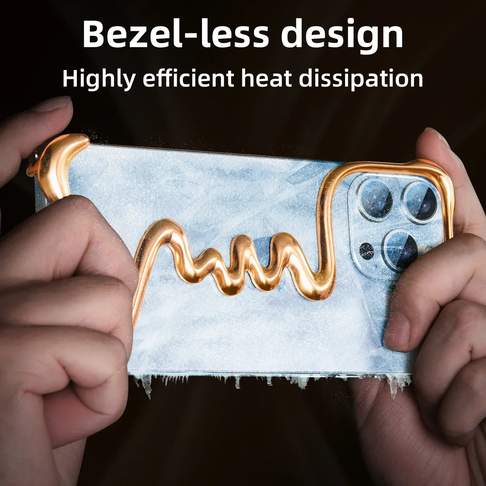 Oatsbasf Metal Phone Case for iPhone 14 15 16 Pro Max Bazel-Less Phone Protective Cover Air Cusion Anti Bumper Slim Case