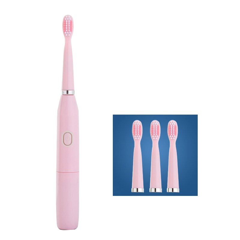 Ultrasonic Electric Toothbrush With 4PCS Replacement Brush Heads 32000 High Frequency Sonic Vibration IPX7 Waterproof Toothbrush: Pink
