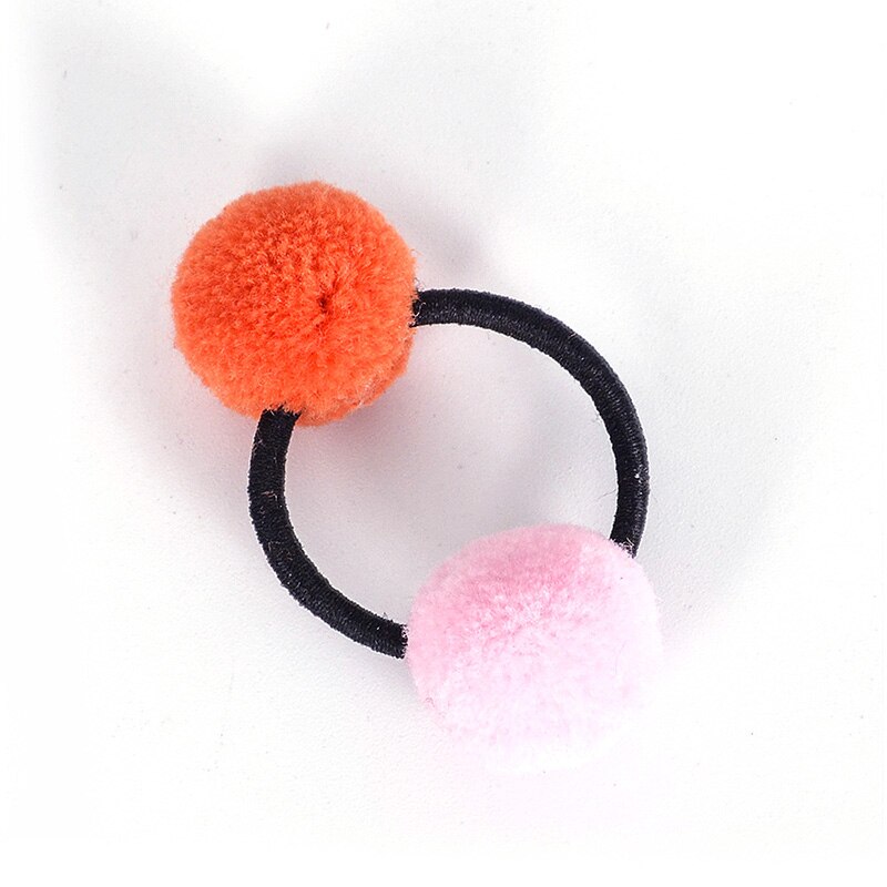 1PC lindo niñas pompón pelo lazos doble Pom elástico banda de pelo Pelo cuerdas, accesorios para el cabello para niños las niñas: 09