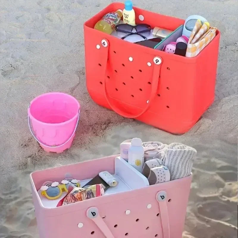 Gummi Frauen Bogg Tasche Sommer Schwimmbad Schulter Handtasche EVA Große Kapazität Warenkorb Weibliche Schwimmbad Tote Strand Zipfel