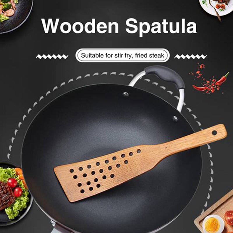 Utensilios de Cocina de madera, juego de utensilios de cocina, cucharas de Cocina de madera, espátula giratoria y espátula, 3 uds.