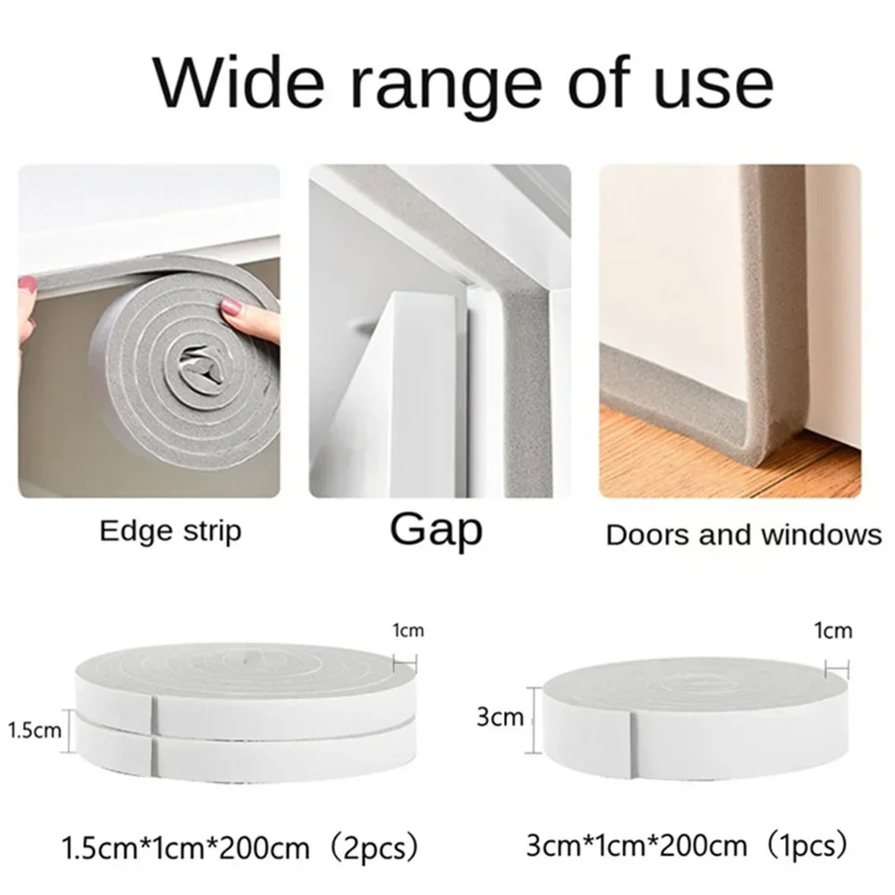 Door Window Sealing Strips Sound-Proof Foam Weatherstrip Noise Insulation Draft Excluder Bottom Seal Strip Blocker Wind Guard