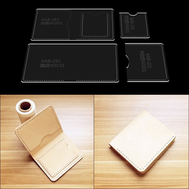 Leather DIY craft tool short wallet acrylic template sewing wallet pattern PVC mold using wallet pattern