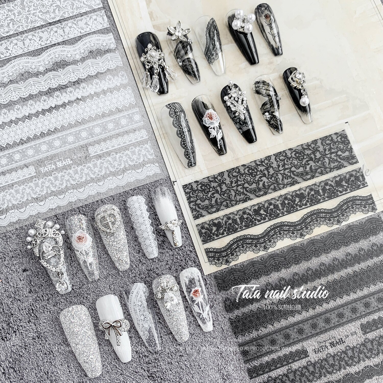 Nail art 3d tarra tarrat hääpitsi kynnet salon manikyyri koristelu