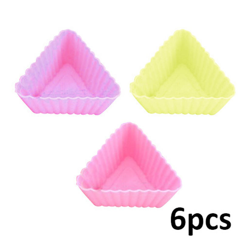 12 stuks siliconen cake cupcake cup cake tool bakvorm siliconen bakvorm cupcake en muffin cupcake voor doe-het-zelf in willekeurige kleur: 6 stuks-driehoek