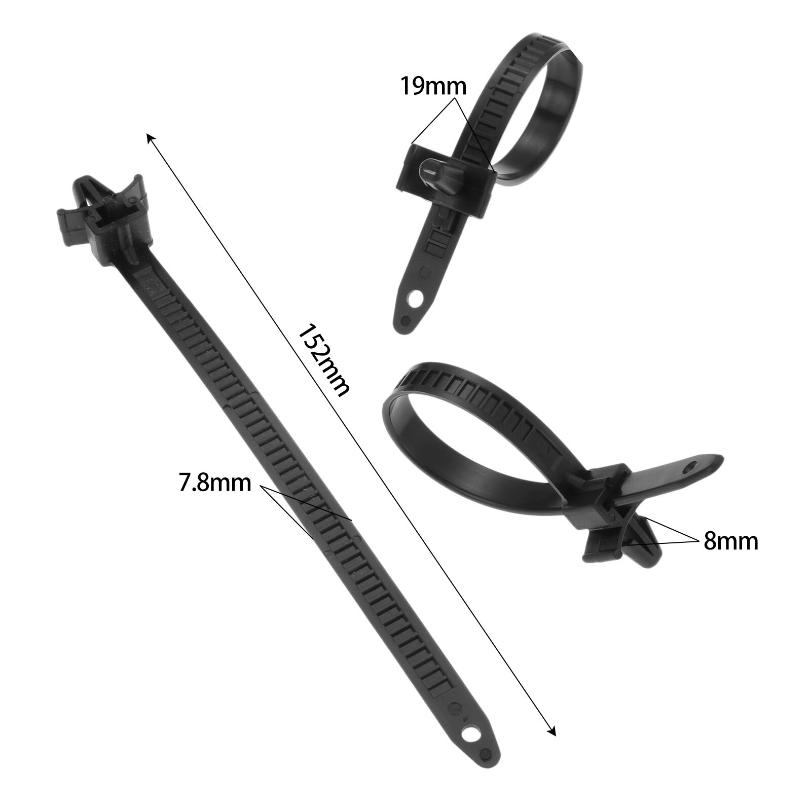 30Pcs Car Mount Wire Tie Clips Releasable Nylon Tie Wrap Cable Bund Wire Band Fastener Clip Selflocking Plastic Zip Tie Fastener