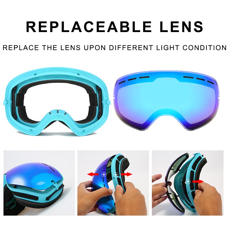 ACEXPNM Skibril Mannen Vrouwen Snowboard Bril Bril voor Skiën UV400 Bescherming Sneeuw Ski Bril Anti-fog Ski masker