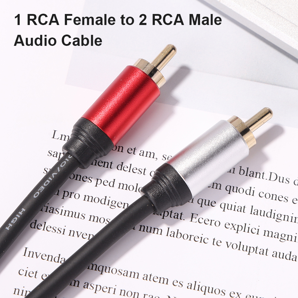 Câble audio en métal pour amplificateur de voiture, 2 RCA mâles vers 1 RCA femelle, câble séparateur Y, haut-parleur stéréo, adaptateur de caisson de basses