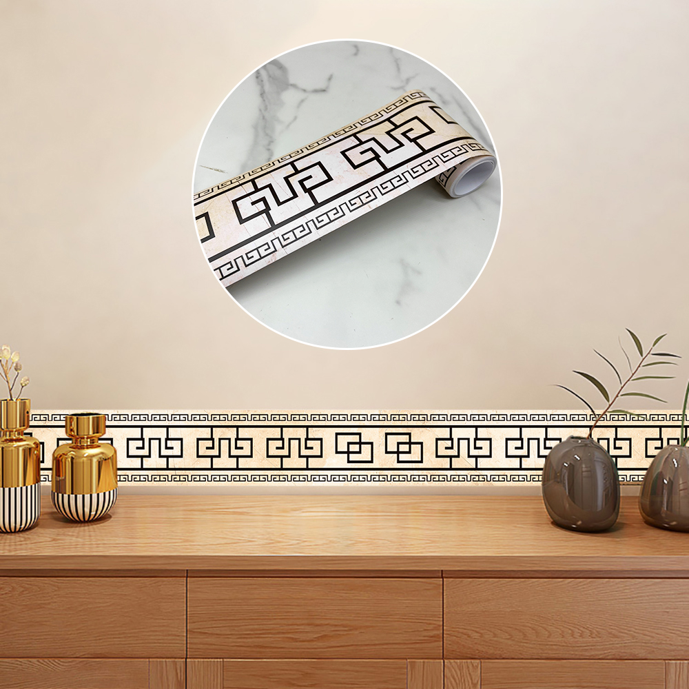 Pegatina de pared de esquina de rodapié de 240cm de longitud para baño y oficina, línea de cintura de vidrio, decoración del hogar, papel tapiz artístico de guía de onda de piso impermeable: YX002