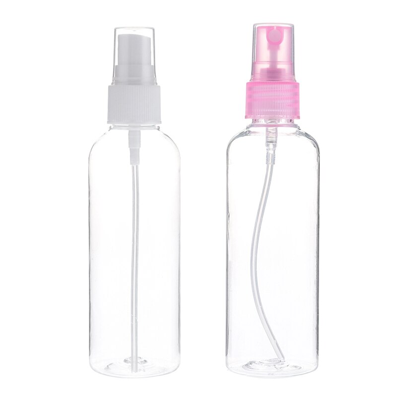 Genomskinliga tomma sprayflaskor 100ml mini påfyllningsbar plastbehållare 1pc tomma kosmetikabehållare dimpump spritfördelare