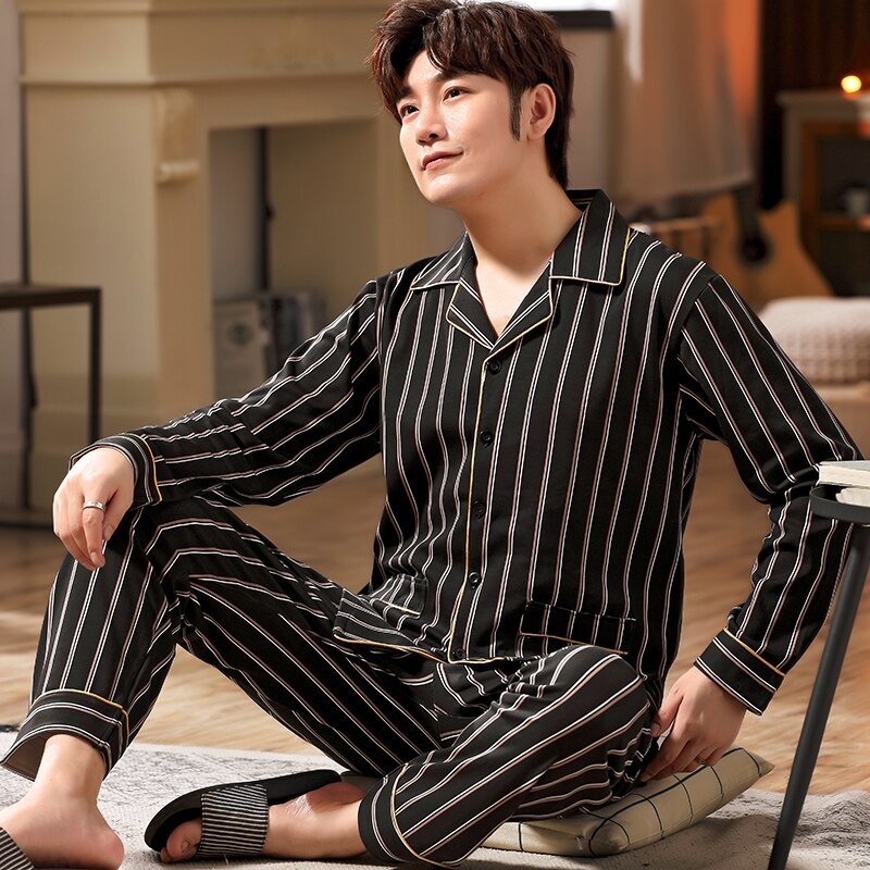 Herre pyjamas herre nattøj bomuld pyjamas efterår pijama hombre herre nattøj gitter nattøj sleep&lounge pyjamas plus str.: Xl