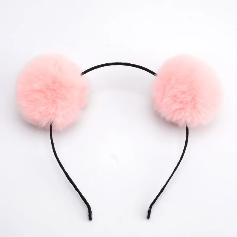 Schattige pomponbal oortjes pluizige balletjes leuke haarband haarband mooie haaraccessoires: Kameel