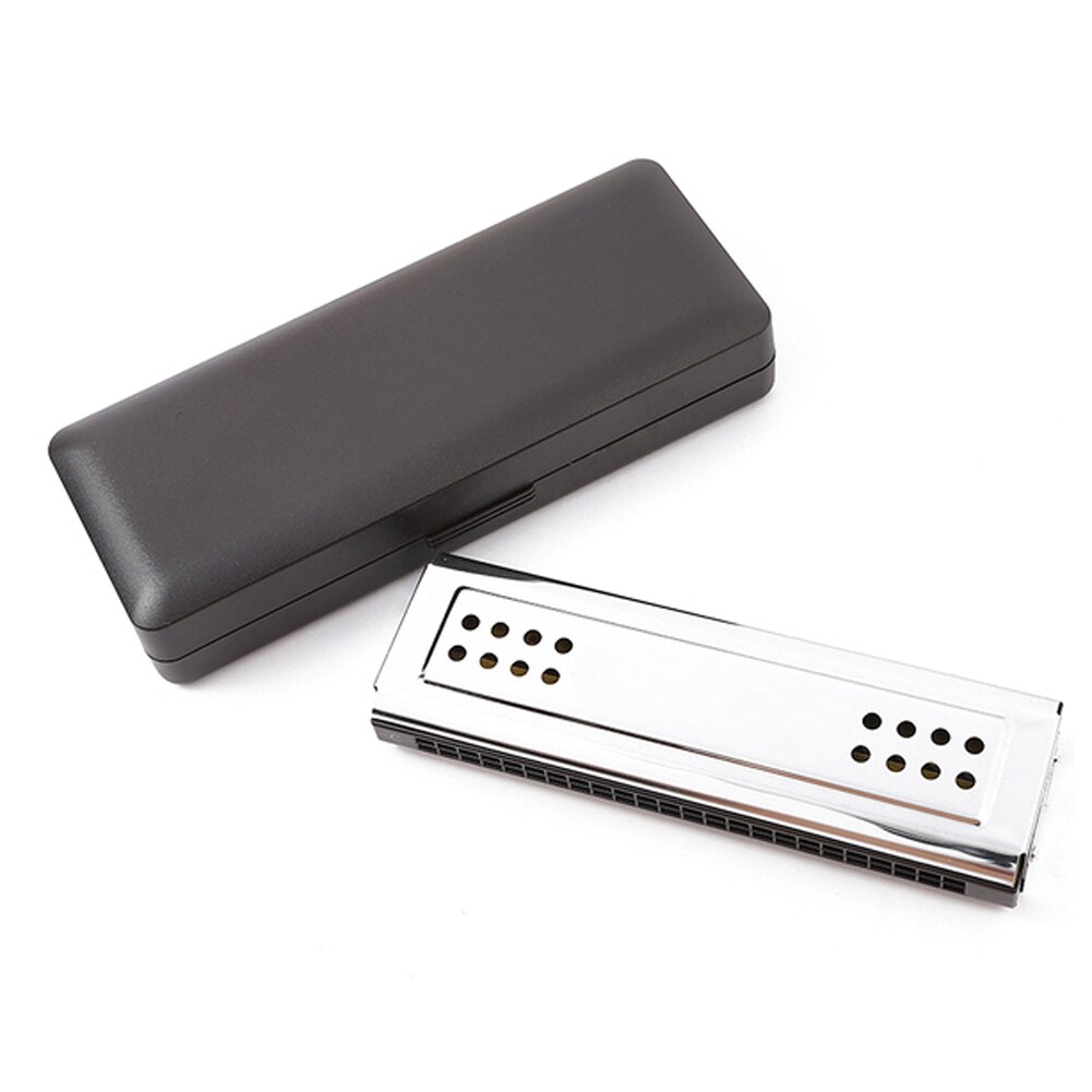2 in 1 Harmonica with C G Key 24 Double Holes 48 Reeds Wind Instrument with Padded Box Cleaning Cloth