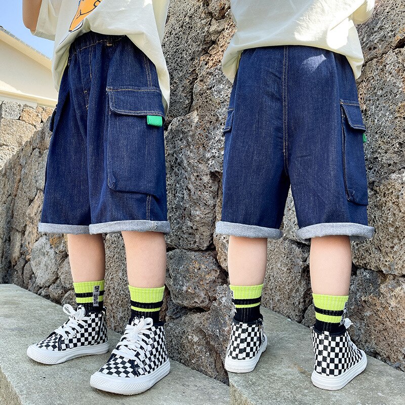 Pantalones cortos de mezclilla para niños, Shorts de para niños, Vaqueros cortos azules para adolescentes, pantalones cortos informales para niños de 4, 6, 8, 10, 12 Y 14 años, novedad de verano