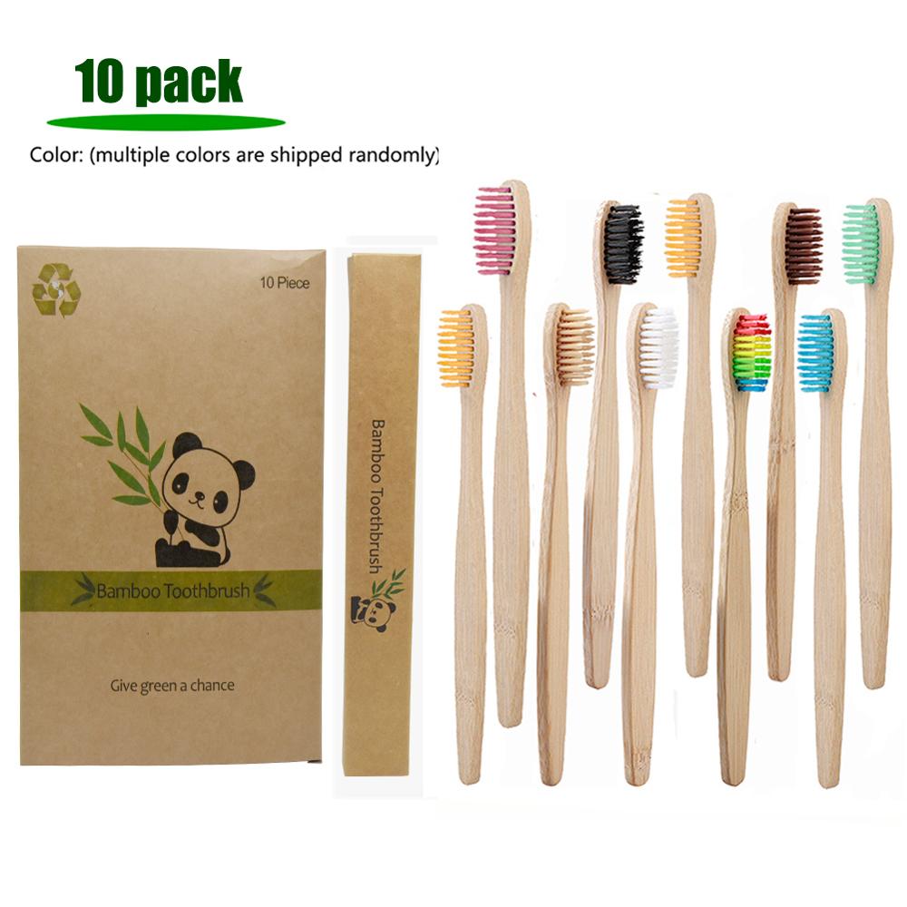 10 pak flere farver blød fiber bio-baserede børster miljøvenlig bambus tandbørste voksentænder ren rejse tandbørste