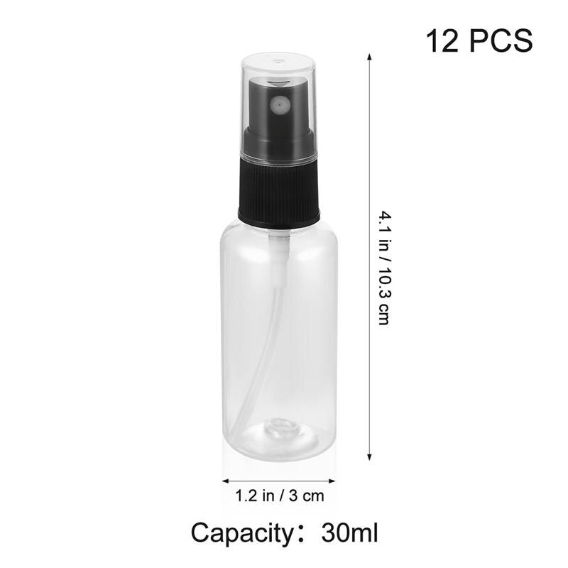 12 stk bærbare rejseflasker tomme klare tåge sprayflasker 30ml væskedispenser sprayflaske (tilfældig farve sprøjtehætte)