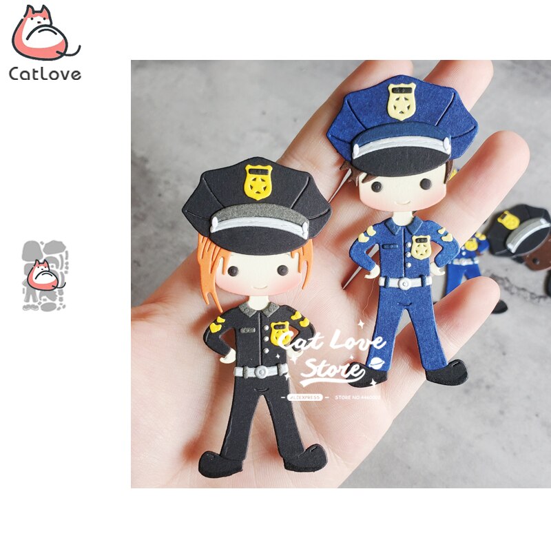 Catlove Police men woman Metal Cutting Dies Scrapbooking Mold Stencil Die Cuts Card Making DIY Craft Embossing Dies For